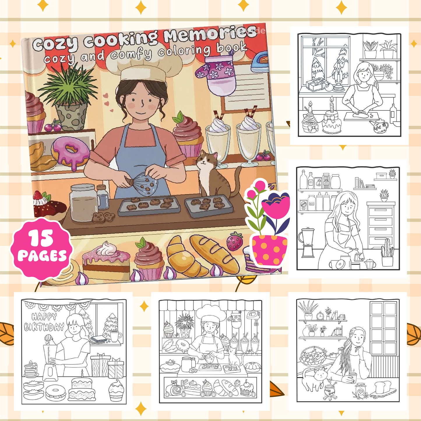 Cozy Kitchen Nostalgia digital coloring pages